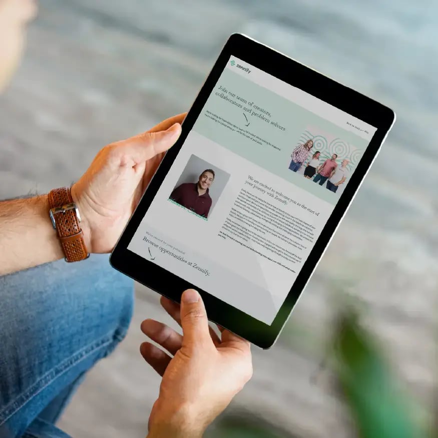 Candidate exploring Zennify microsite