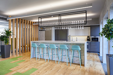 Empty London office bar area small Empty London office bar area small